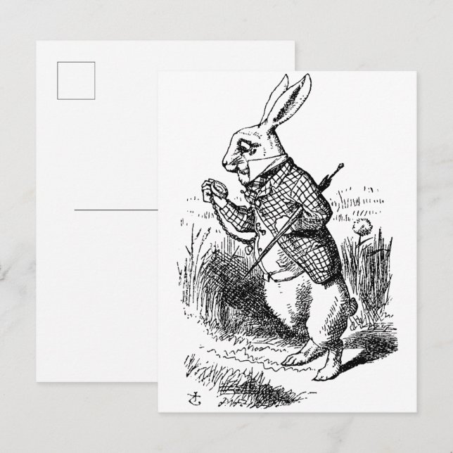 Kanin från Alice i Underlandet Vykort (Fram/baksida)