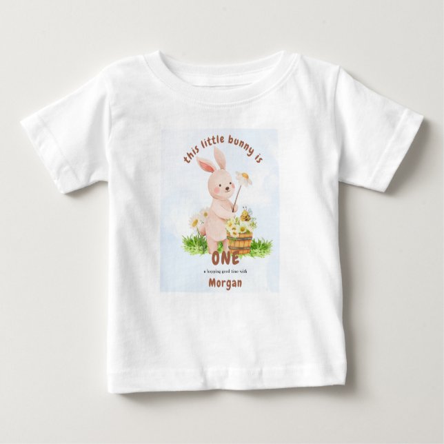 Kanin fyller år Sött kaninbaby Första födelsedagen T Shirt (Framsida)