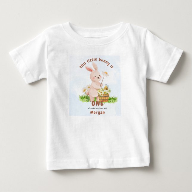 Kanin fyller år Sött kaninbarn 1-års födelsedag T Shirt (Framsida)