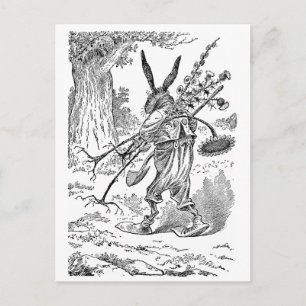 Kanin Gardener med Shovel & Uprooted Plants Vykort