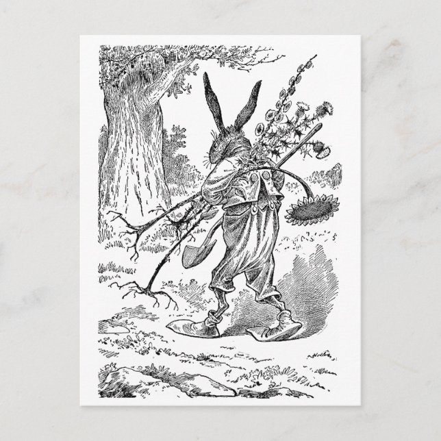 Kanin Gardener med Shovel & Uprooted Plants Vykort (Framsida)
