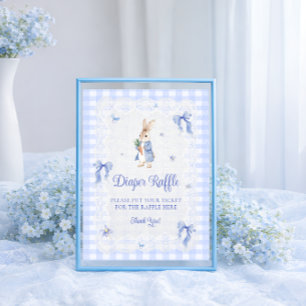 Kanin Gingham Kanin Baby Shower Blöja Lotteri Poster