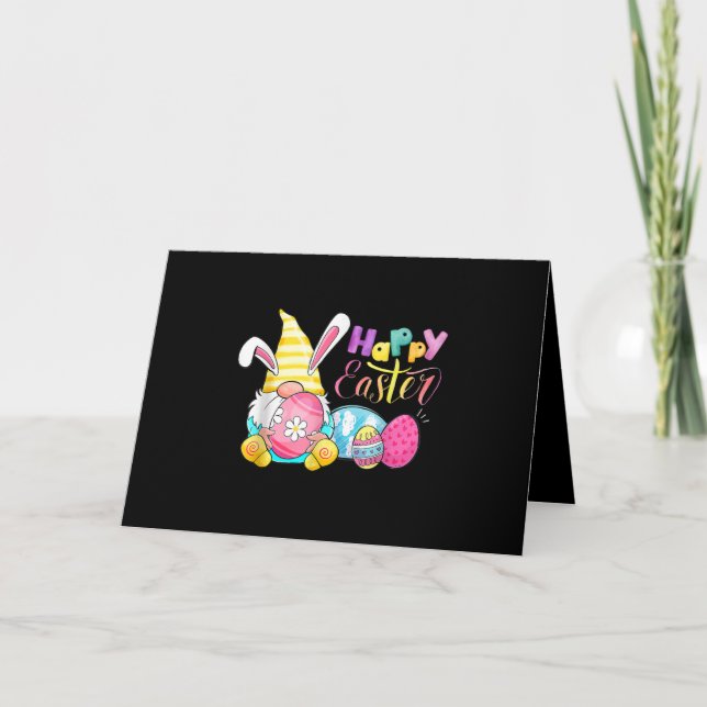 Kanin Gnome Rabbit Ägg Jakt Glad Påsk Dag Kort (Framsida)