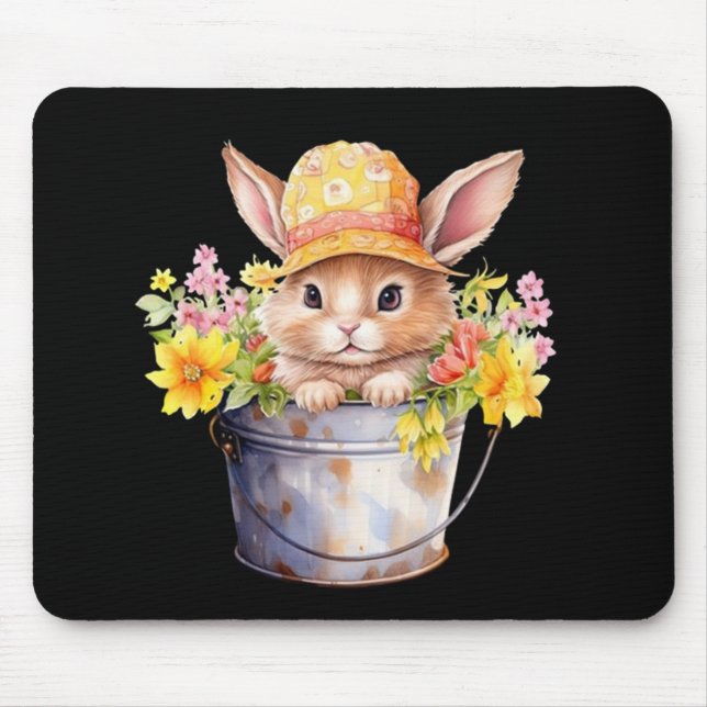 Kanin Grafisk För Flickor Blommig Vår Tid Musmatta (Framsidan)
