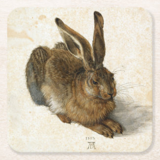 Kanin, Hare by Durer Vintage Nature Art från 1502 Underlägg Papper Kvadrat