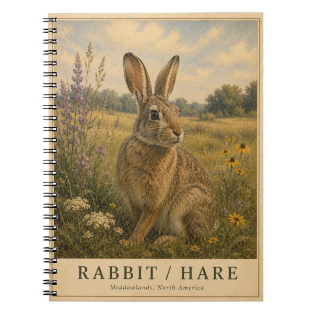 Kanin Hare Meadowlands VINTAGE Anteckningsbok (Framsidan)