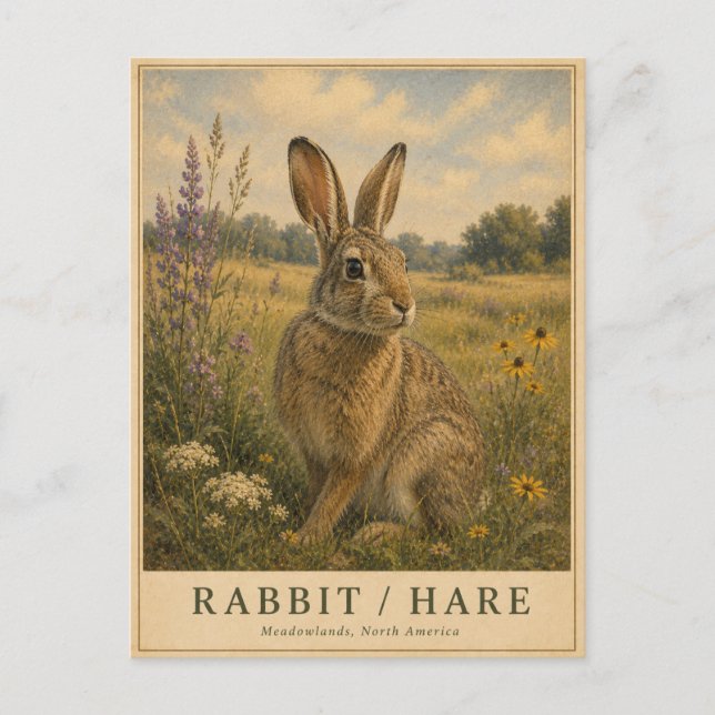 Kanin Hare Meadowlands VINTAGE Vykort (Framsida)
