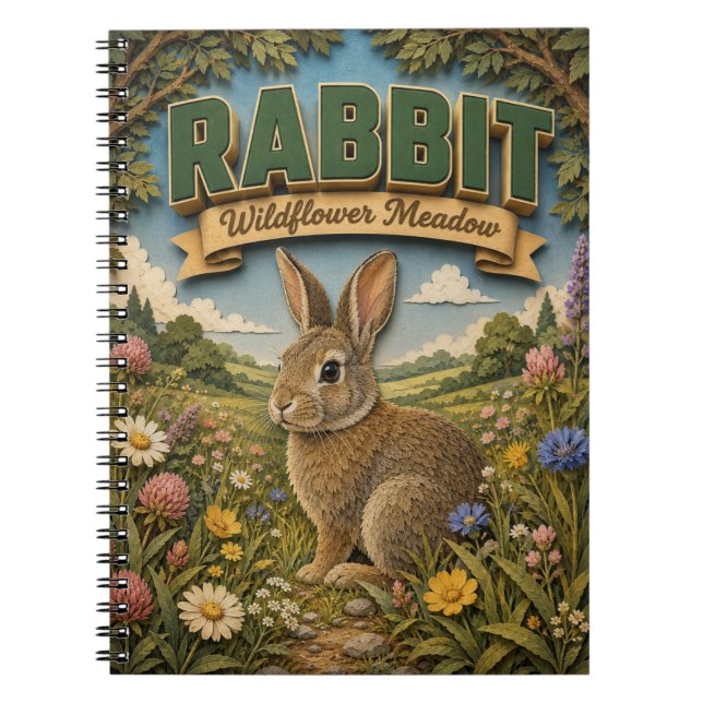 Kanin Hare Vildblomma Äng POPCUT Anteckningsbok (Framsidan)