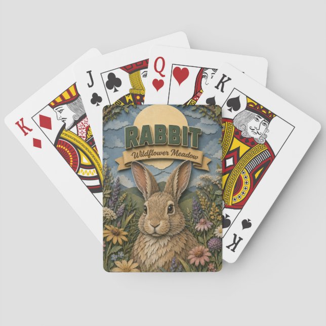 Kanin Hare Vildblomma Äng POPCUT Casinokort (Baksidan)