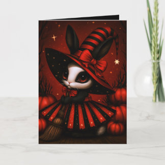 Kanin Häxa Halloween Kostym Illustration Kort