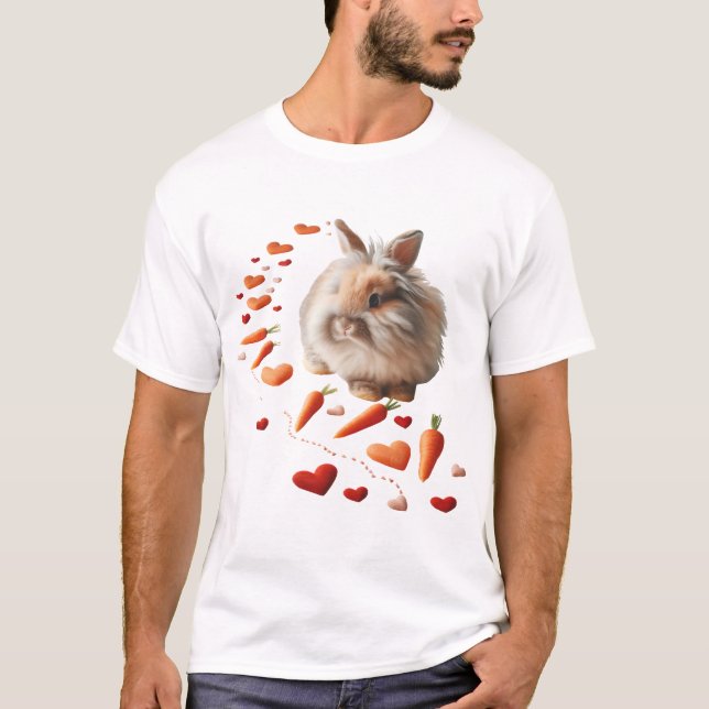 Kanin Heart-morötter Valentindagen Bunny Trail T Shirt (Framsida)
