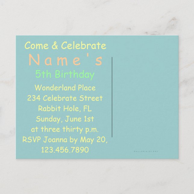 Kanin i Alice i Wonderland ~ Postcard Vykort (Framsida)