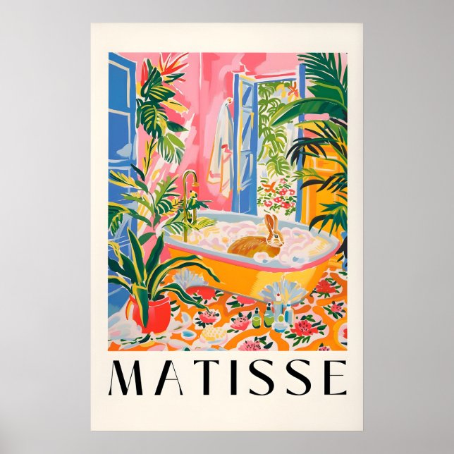 Kanin i badkar Konsttryck Matisse Badrum Vägg Poster (Framsidan)