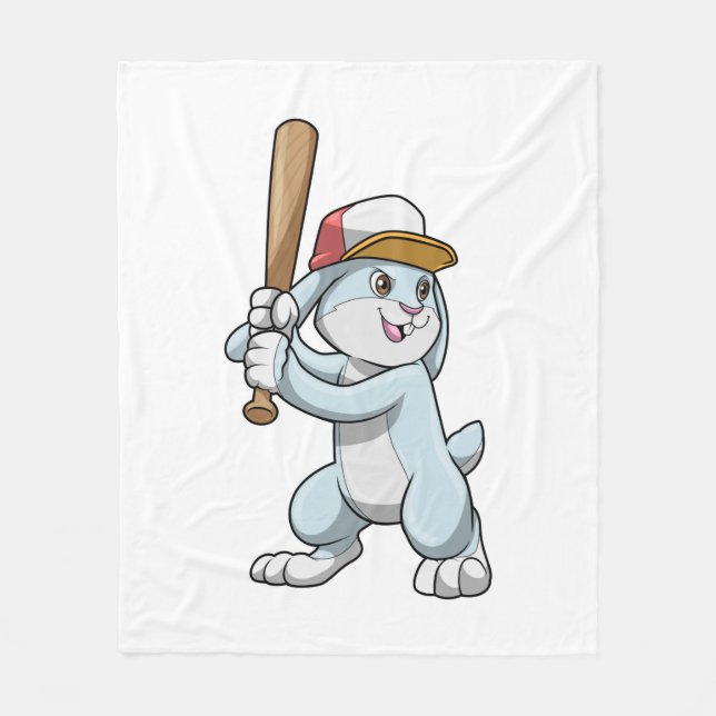 Kanin i Baseball med Baseball fladdermus Fleecefilt (Framsidan)