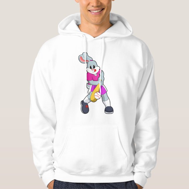Kanin i Baseball med Baseball fladdermus Hoodie (Framsida)
