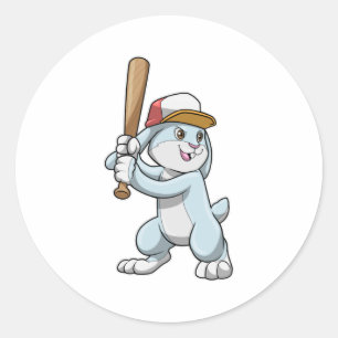 Kanin i Baseball med Baseball fladdermus Runt Klistermärke