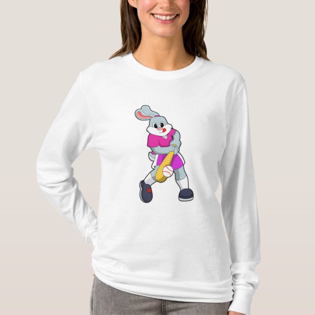 Kanin i Baseball med Baseball fladdermus T Shirt (Framsida)