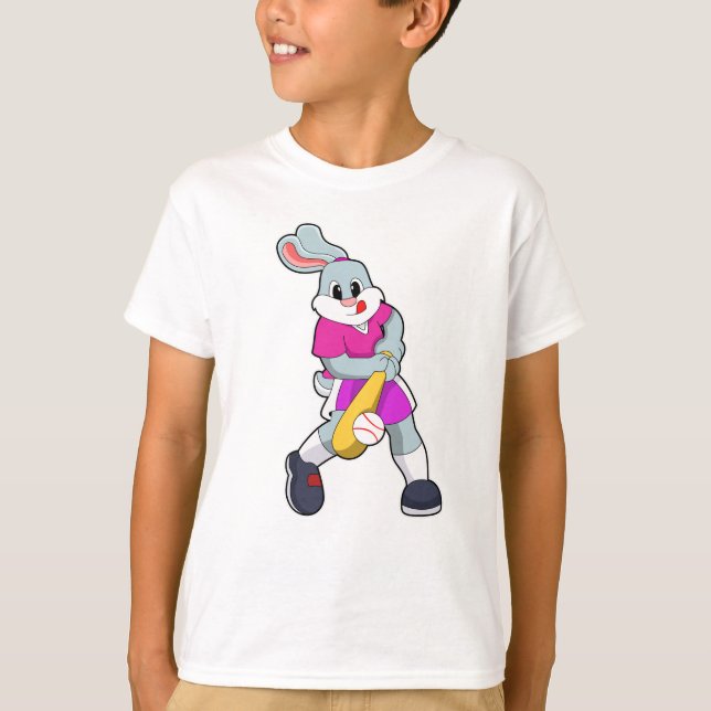Kanin i Baseball med Baseball fladdermus T Shirt (Framsida)