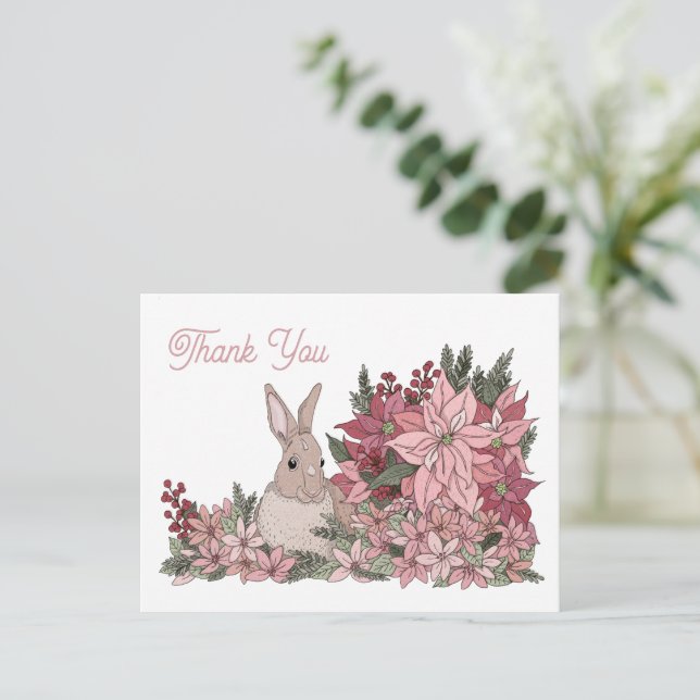 Kanin i blommor Tack så mycket Vykort (Stående Fram)