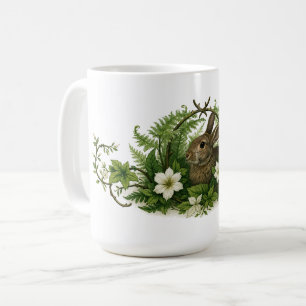 Kanin i blomsterbladverk kaffemugg
