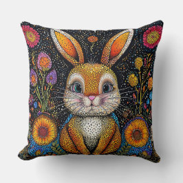 Kanin i en blomsterfantasimiljö kudde