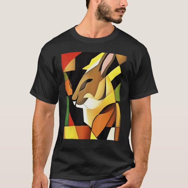 Kanin i en geometrisk Abstrakt Stil T Shirt (Framsida)