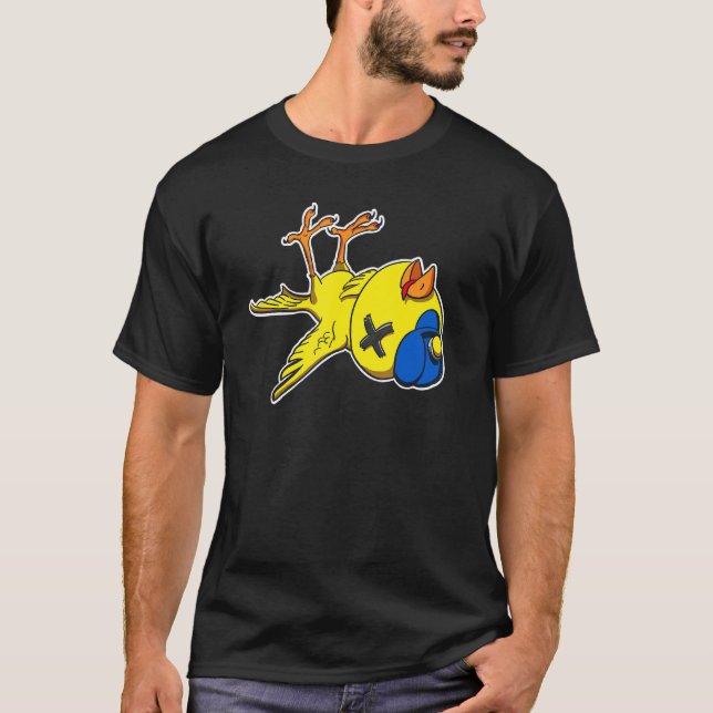 Kanin i en kolgruva med fågel och mindre hård hatt t shirt (Framsida)