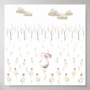 Kanin i Fält i Blommor Nursery Poster