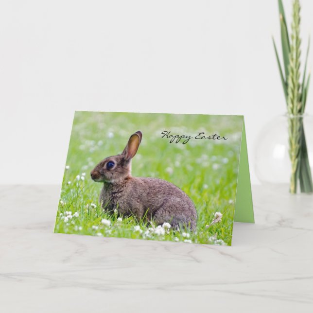Kanin i Flowers Anpassningsbar Påsk Card Helgkort (Framsida)