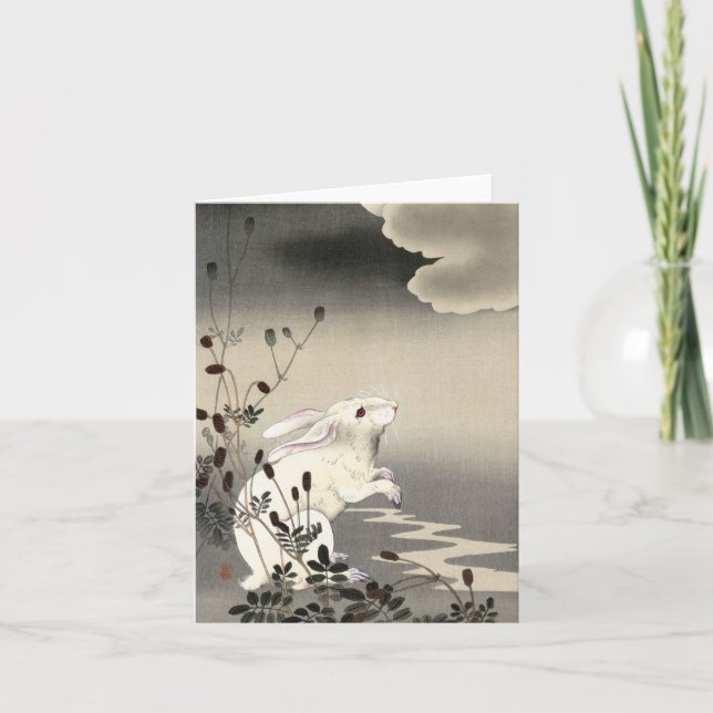 Kanin i Full Moon av Ohara Koson Tack Kort (Framsida)