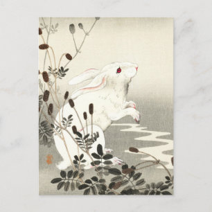 Kanin i fullmåne (förstorad) - Ohara Koson - Konst Vykort