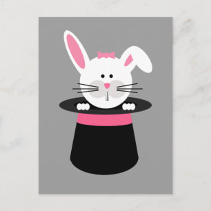 Kanin i Hat Magic Födelsedagsfest Postcard Inbjuda Inbjudan Vykort