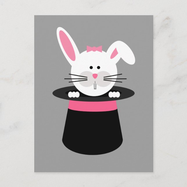 Kanin i Hat Magic Födelsedagsfest Postcard Inbjuda Inbjudan Vykort (Framsida)