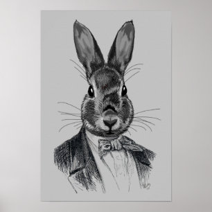 Kanin i Kostym Porträtt Poster
