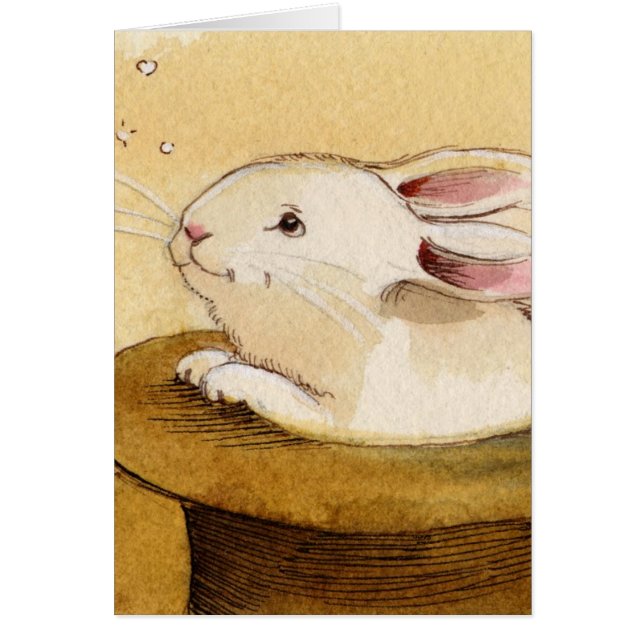 Kanin i magisk hatt hälsningskort (Framsidan)