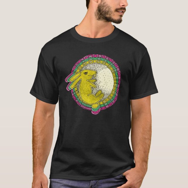 Kanin i Måne TShirt (rosa/grönt/gult) Tröja (Framsida)
