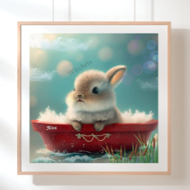 Kanin i Red Boat Personlig Art Nursery Poster