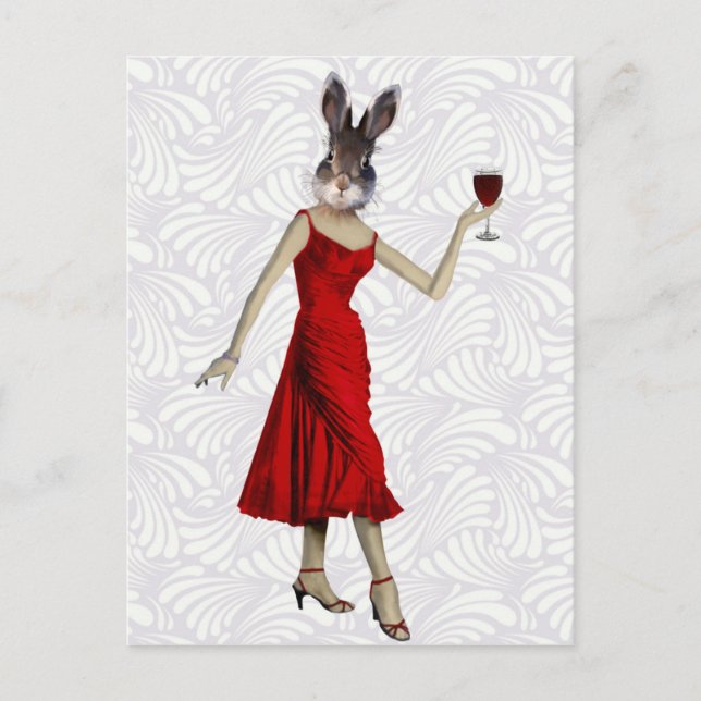 Kanin i Red Dress 2 Vykort (Framsida)