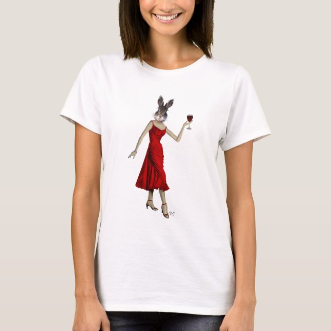 Kanin i Red Dress T-shirt (Framsida)