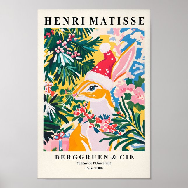 Kanin i Santa Hat, Rosa juldekaler, mur Ar Poster (Framsidan)