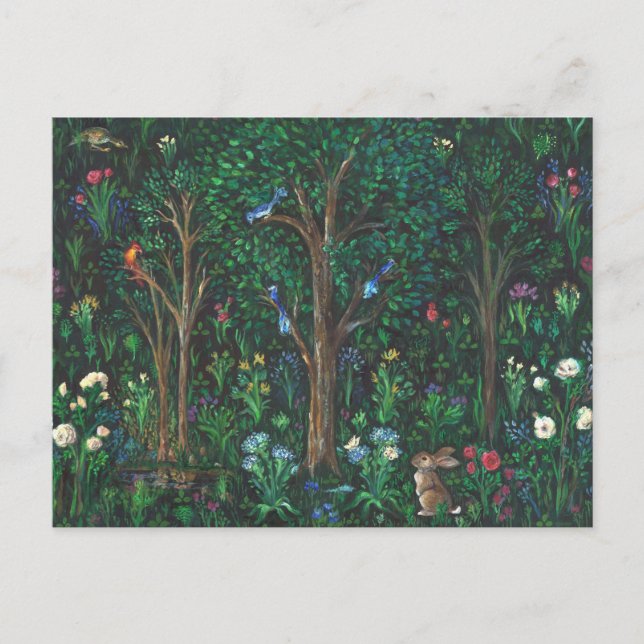 "Kanin i skog." (Hela målningen) vykort (Framsida)