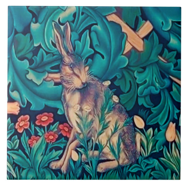 Kanin i skogen, William Morris Ceramic Tile Kakelplatta (Framsidan)
