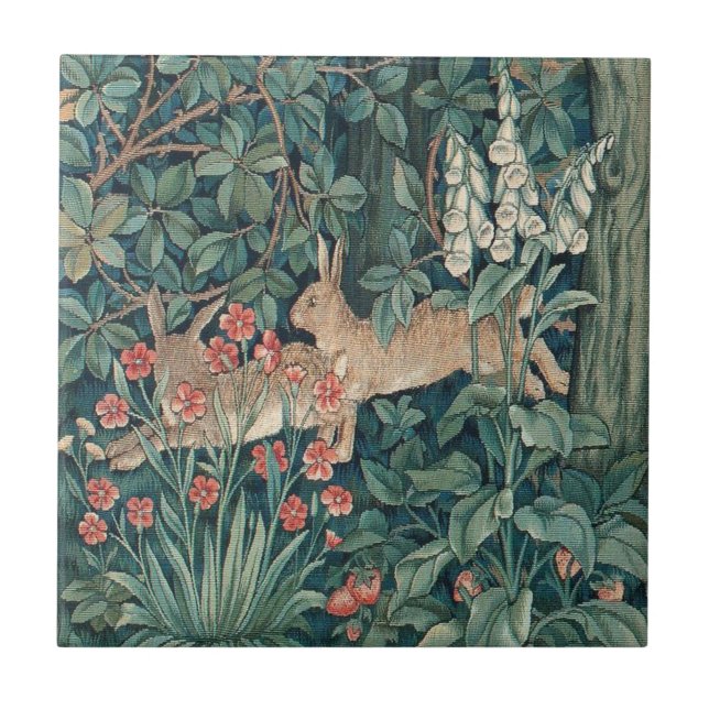 Kanin i skogen - William Morris Kakelplatta (Framsidan)