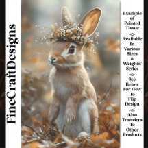 Kanin i Woodland, Blommor, Berries CF8 Decoupage