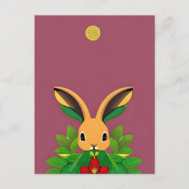 Kanin, jordgubbe, Mandala, postkorsning Vykort