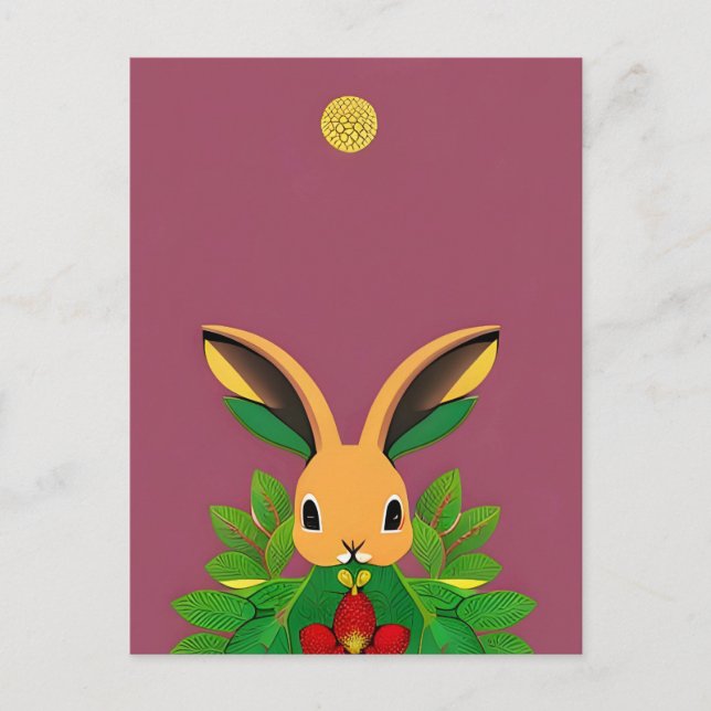 Kanin, jordgubbe, Mandala, postkorsning Vykort (Framsida)