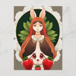 Kanin, jordgubbe, Mandala, postkorsning Vykort