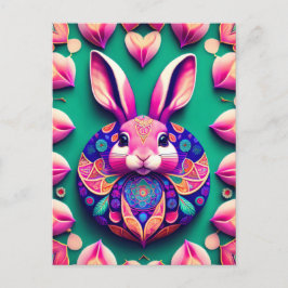 Kanin, jordgubbe, Mandala, postkorsning Vykort