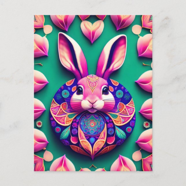 Kanin, jordgubbe, Mandala, postkorsning Vykort (Framsida)