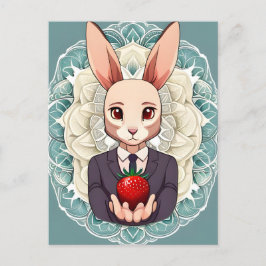 Kanin, jordgubbe, Mandala, postkorsning Vykort